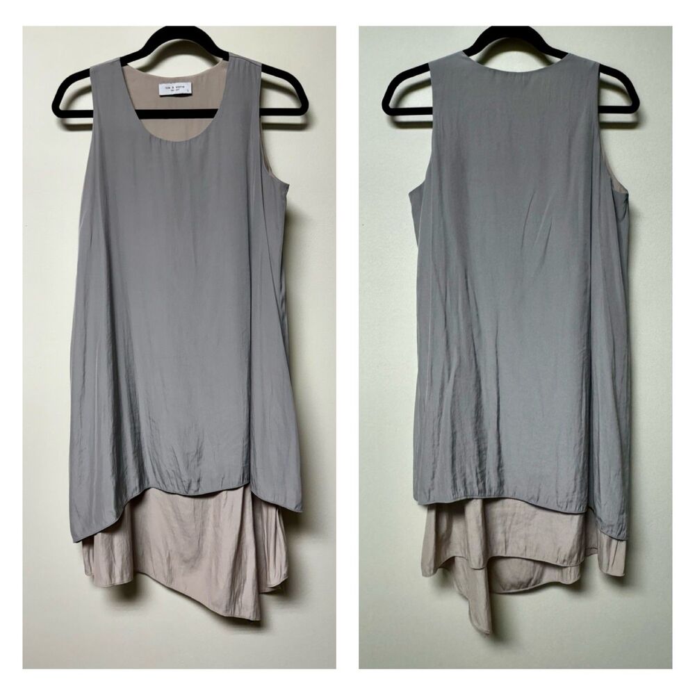 LOLA & SOPHIE NY Muted Layered Look Handkerchief Asymmetrical Hem Midi Dress